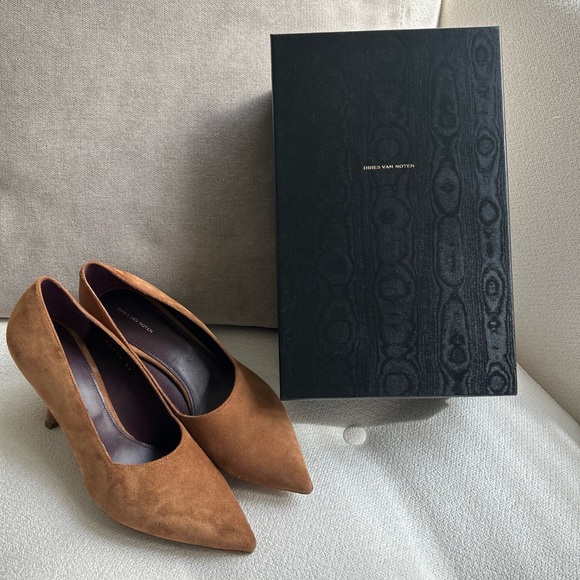 Brand new Dries Van Noten women’s tan suede heels shoes size 39 - Picture 2 of 11